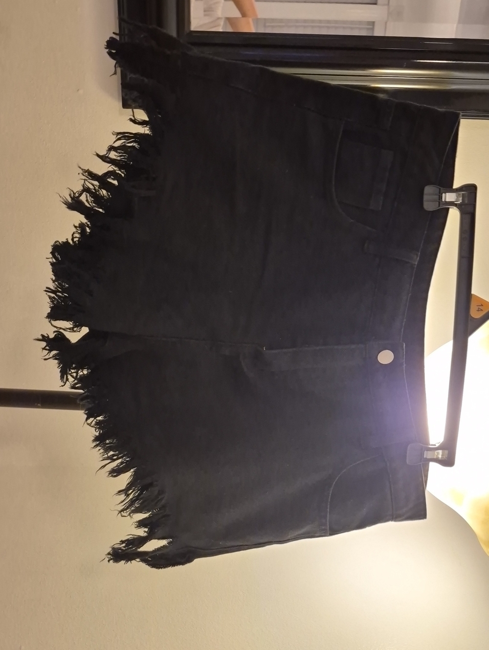 SHEIN Black Frayed Hem Denim Shorts